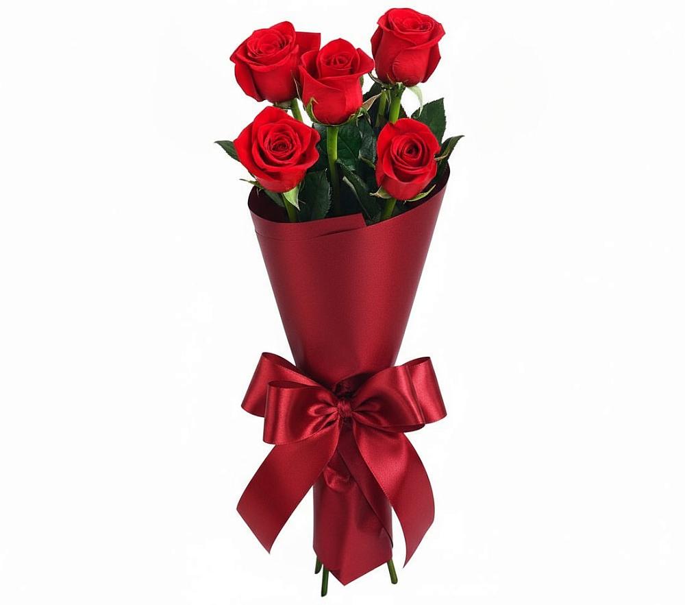 Букет 5 Красных роз Эдлесс Лав в Приморье