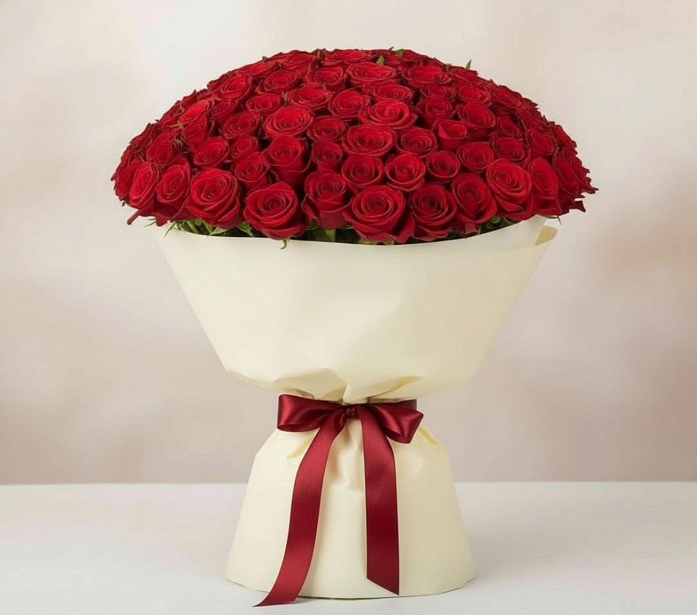 Букет 101 Красная роза Милано в Приморье