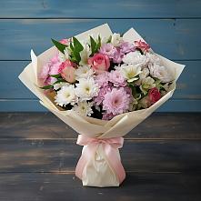 Букет цветов из:  Хризантемы, Альстромерии и Розы в Приморье