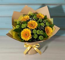 Букет цветов из:  Герберы и Хризантемы в Приморье