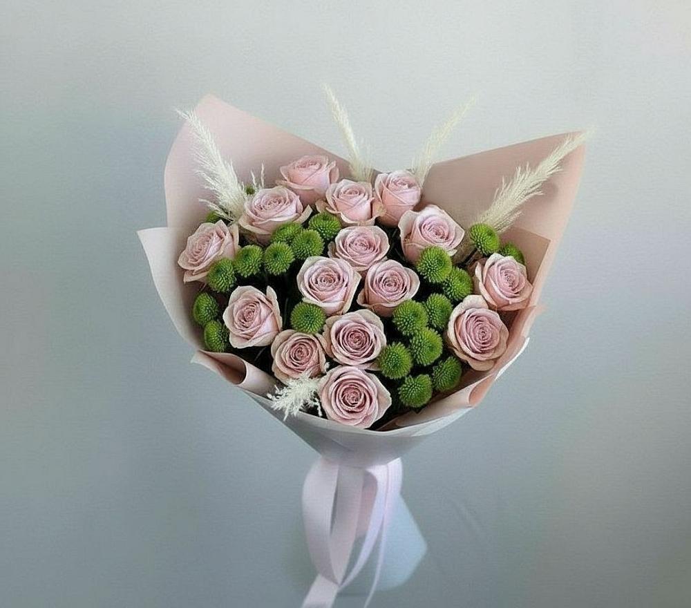 Букет цветов из: Розы и Хризантемы в Приморье