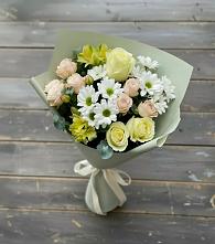 Букет цветов из:  Альстромерии, Розы и Хризантемы в Приморье