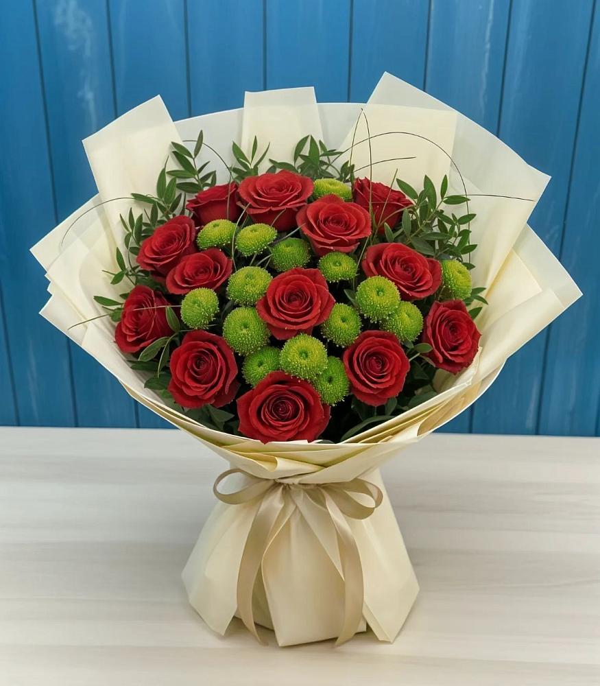 Букет цветов из: Розы и Хризантемы в Приморье