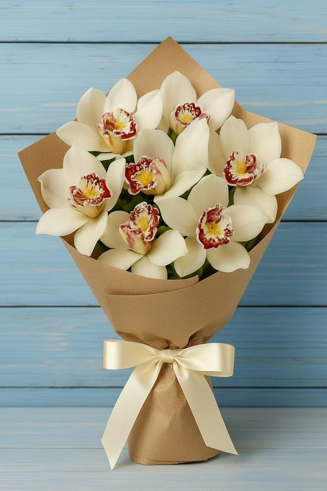 Букет цветов из: Орхидеи и Розы в Приморье